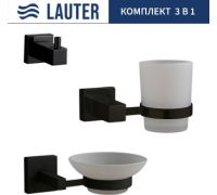Набор аксессуаров для ванной Lauter 21SH6062 + 21SH6052 + 21SH6092 Matt Black, 3 предмета