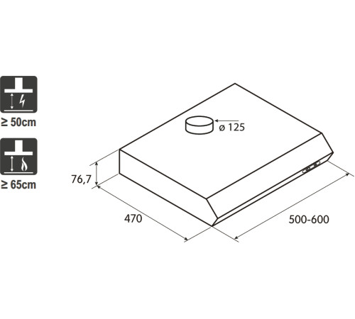 Кухонная вытяжка Jetair Light WH/F/60 PRF0094435
