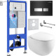 Унитаз подвесной Roxen Egg в комплекте с инсталляцией StounFix Dual Fresh 6 в 1 964256 кнопка: черное стекло