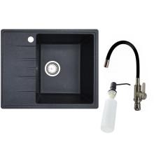 Кухонная мойка БелЭворс Mila R + смеситель W74004-2 + дозатор L405F черный