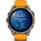 Умные часы Garmin Fenix 8 Sapphire, Titanium 47мм светло-серый, оранжевый силиконовый ремешок