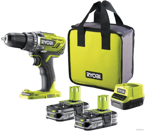 Дрель-шуруповерт Ryobi R18DD3-115S 5133005301 с 1-им АКБ 1.5 Ач, сумка
