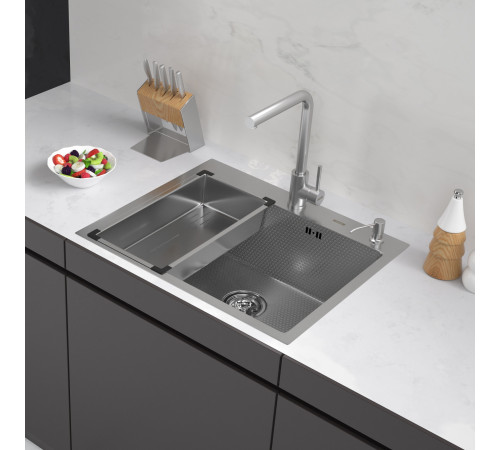 Кухонная мойка ARFEKA Eco AR мойка 600*500, коландер G, дозатор Satin Decor