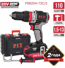 Ударная дрель-шуруповерт P.I.T. PSB20H-13C/2 с 2-мя АКБ, кейс