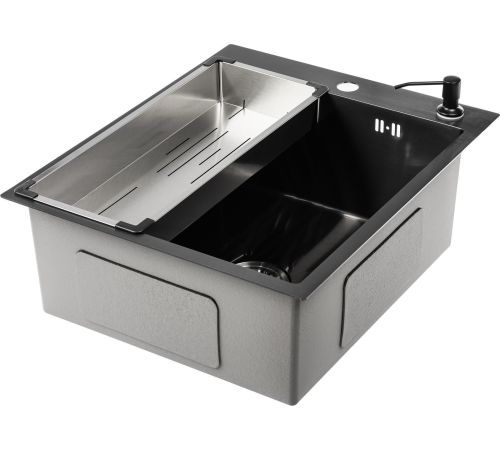 Кухонная мойка Saniteco 5060 PVD с сифоном, дозатором и коландером