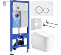 Унитаз подвесной Roxen Martin в комплекте с инсталляцией StounFix Dual Fresh 6 в 1 968507 кнопка: белый