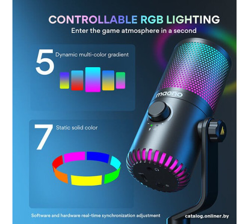 Проводной микрофон Maono DM30 RGB черный