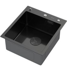 Кухонная мойка ARFEKA ECO AR 450*500 POP-UP BLACK PVD NANO DECOR MILLET GRAINS