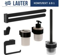 Набор аксессуаров для ванной Lauter 21TS3019 + 21TS3021 + 21TS3011 + 21TS3015 + 21TS3004 + 21TS3023 Matt Black, 6 предметов
