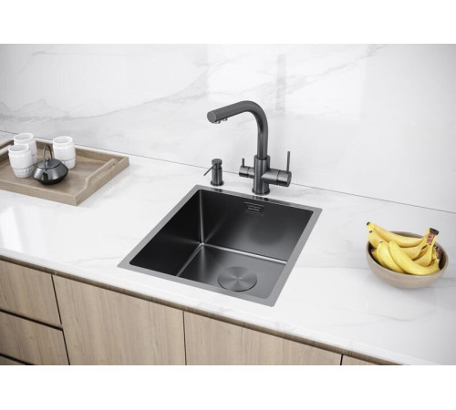 Кухонная мойка Paulmark Next 38 UNI PM213844-GM черный/вороненая сталь
