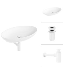 Умывальник Lauter 21571 + клапан 21190W + сифон 21635W белый матовый