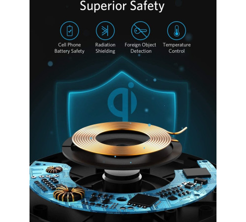 Беспроводное зарядное Anker 313 Wireless Charger Pad A2503 черный