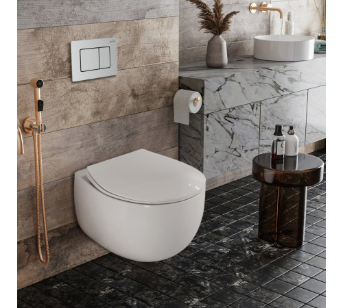 Унитаз подвесной Roxen Egg в комплекте с инсталляцией StounFix Dual Fresh 6 в 1 968442 кнопка: сатин