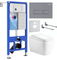 Унитаз подвесной Roxen Martin в комплекте с инсталляцией StounFix Dual Fresh 6 в 1 968505 кнопка: серый бетон