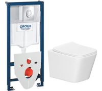 Унитаз подвесной Lauter Square 214903 + GROHE Rapid SL 38721001 + GROHE 37131000 овальная, хром