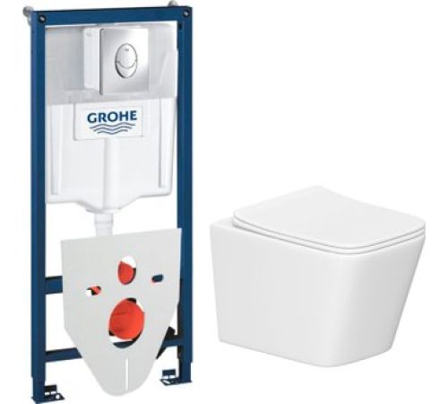 Унитаз подвесной Lauter Square 214903 + GROHE Rapid SL 38721001 + GROHE 37131000 овальная, хром