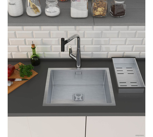 Кухонная мойка Roxen Uno 560210-54 под столешницу сатин/матовая поверхность ролл-мат, дозатор, сифон