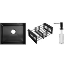 Кухонная мойка Schtoff Undermount Best Decor Black 5545 + коландер KR-1 BLACK+ дозатор SD-1 BLACK