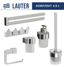 Набор аксессуаров для ванной Lauter 21TS3018 + 21TS3020 + 21TS3008 + 21TS3014 + 21TS3003 + 21TS3022 Chrome, 6 предметов