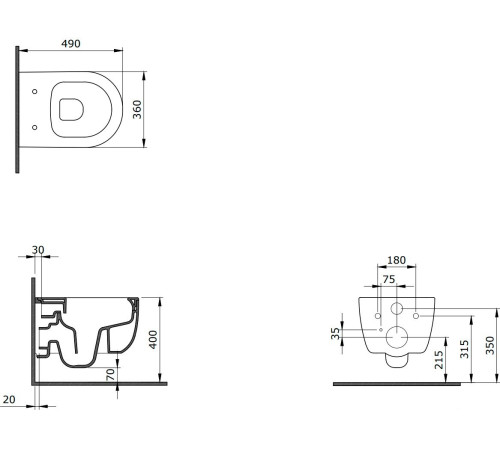 Унитаз Bocchi V-Tondo Rimless черный матовый 1417-004-0129 без сиденья