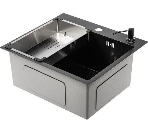 Кухонная мойка Saniteco 5045 PVD с сифоном, дозатором и коландером