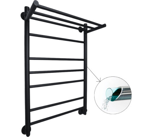 Полотенцесушитель Маргроид Вид 10 80x50 с полкой черный матовый, полная комплектация