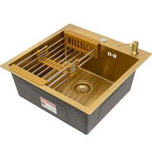 Кухонная мойка ARFEKA Eco AR мойка 450*500, коландер, дозатор Gold