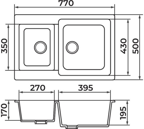 Кухонная мойка Granrus GR-770 K песочный