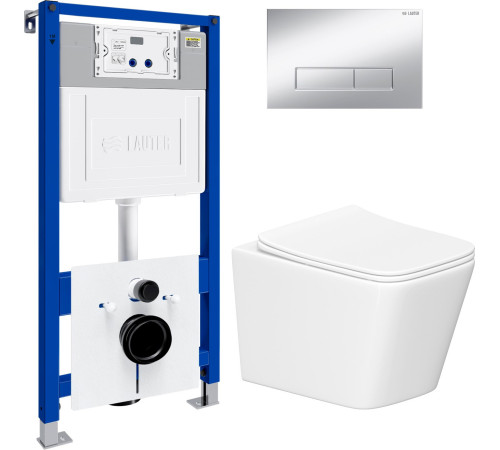 Унитаз подвесной Lauter Square 214903 с кнопкой 219703HD узкая, сатин