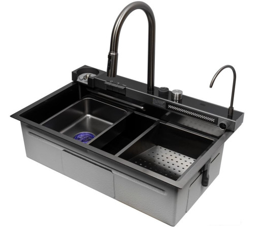 Кухонная мойка ARFEKA Sensor ECO AR 750*450 Black PVD Nano Decor