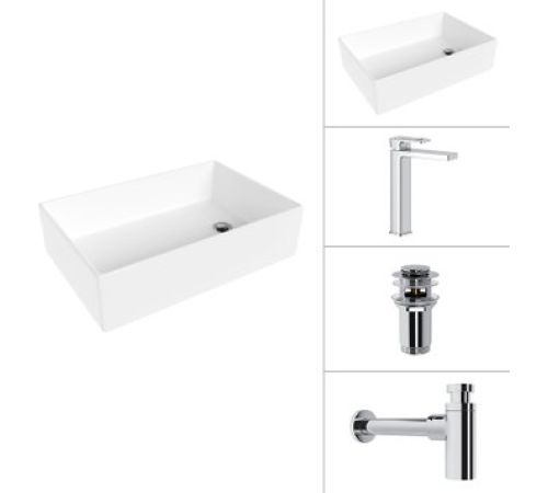 Умывальник Lauter 21518-1 + Cascade 21СК0655C + сифон 21635CH + дон.клапан 21190CH хром