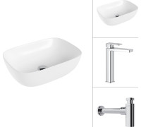 Умывальник Lauter 21493A + Cascade 21СК0655C с сифоном 21635CH хром