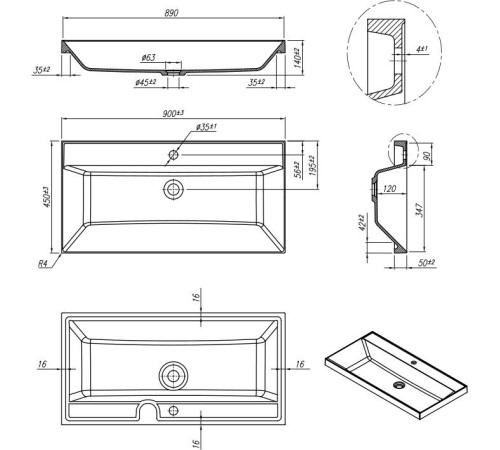 Умывальник Roxen Mila 90 3001190