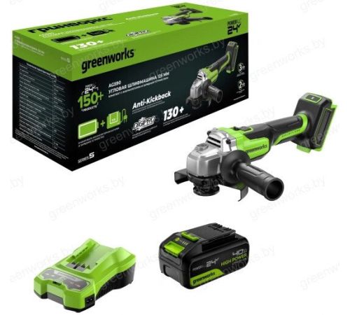 Угловая шлифмашина Greenworks AG590 3201007CUB с 1-им АКБ, сумка
