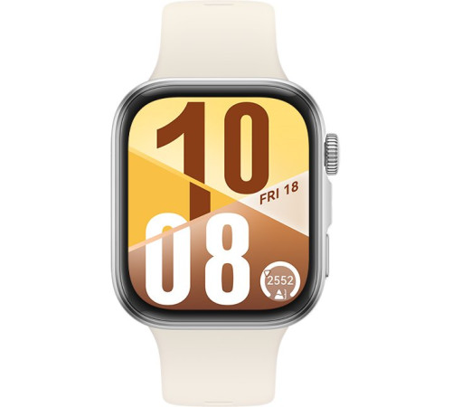 Умные часы Huawei Watch FIT 4 серебристый, с бежевым силиконовым ремешком, международная версия