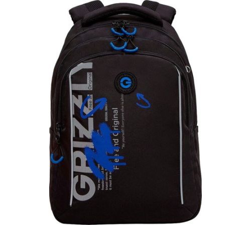 Школьный рюкзак Grizzly RB-452-3f черный/синий