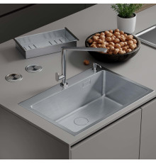 Кухонная мойка Roxen Simple 560220-70 сатин с коландером и дозатором
