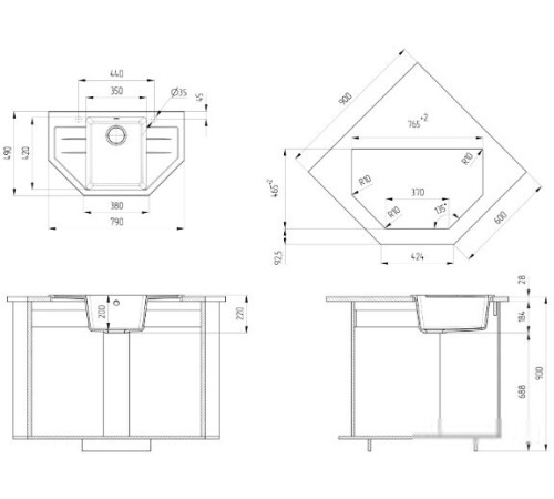 Кухонная мойка Ulgran U-609 328 бежевый