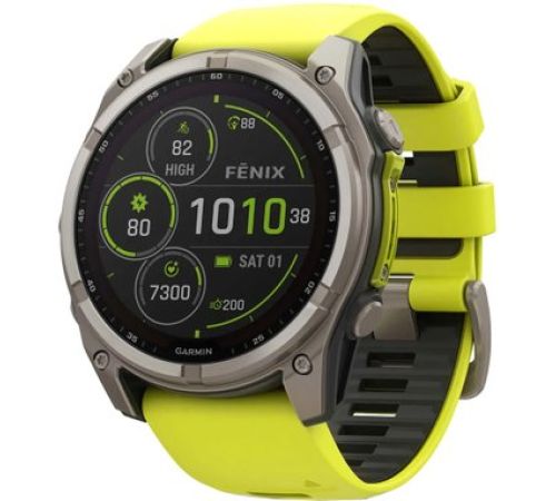 Умные часы Garmin Fenix 8 Solar, Sapphire 51мм титановый, желтый силиконовый ремешок