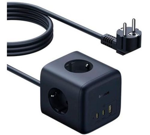 Удлинитель Baseus EnerFill FA11 Cube Power Strip 3AC+1U+2C 67W EU E00082100123-00 1.5 м, черный