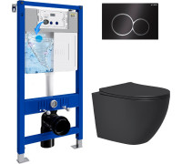 Унитаз подвесной Lauter Augsburg 21109EC + 21901002 кнопка круглая, черный