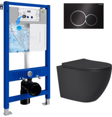 Унитаз подвесной Lauter Augsburg 21109EC + 21901002 кнопка круглая, черный