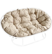 Садовый диван M-Group Мамасан 12100101 белый/бежевая подушка