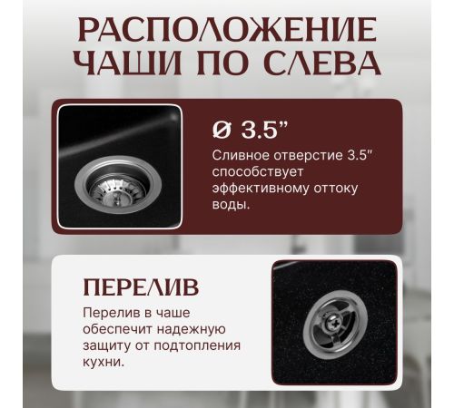 Кухонная мойка Saniteco Rosa оникс