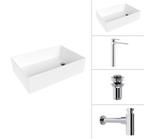 Умывальник Lauter 21518-1 + Reef 21CK8678C + сифон 21635CH + дон.клапан 21190CH хром