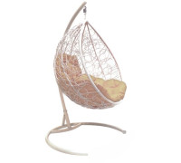Подвесное кресло M-Group Капля 11020101 белый ротанг/бежевая подушка