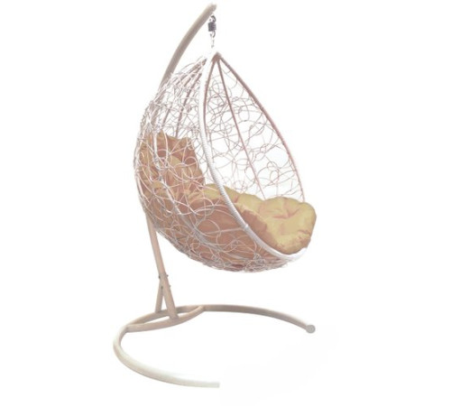 Подвесное кресло M-Group Капля 11020101 белый ротанг/бежевая подушка
