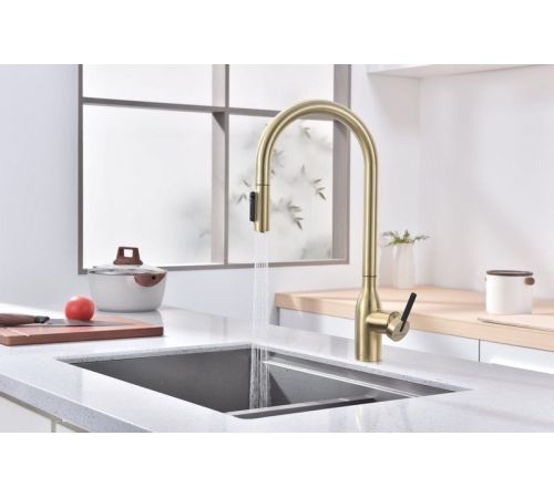 Смеситель Paulmark Iniversal Un213880-LG золото/светлое брашированное золото