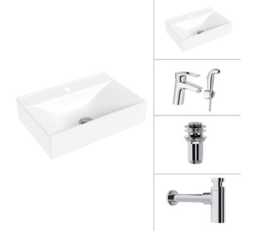 Умывальник Lauter 21887B + Spray 21CK308C + сифон 21635CH + донный клапан 21190CH хром