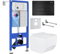 Унитаз подвесной Roxen Boro One Rimless 6 в 1 StounFix Dual Fresh 582388 кнопка: черный матовый